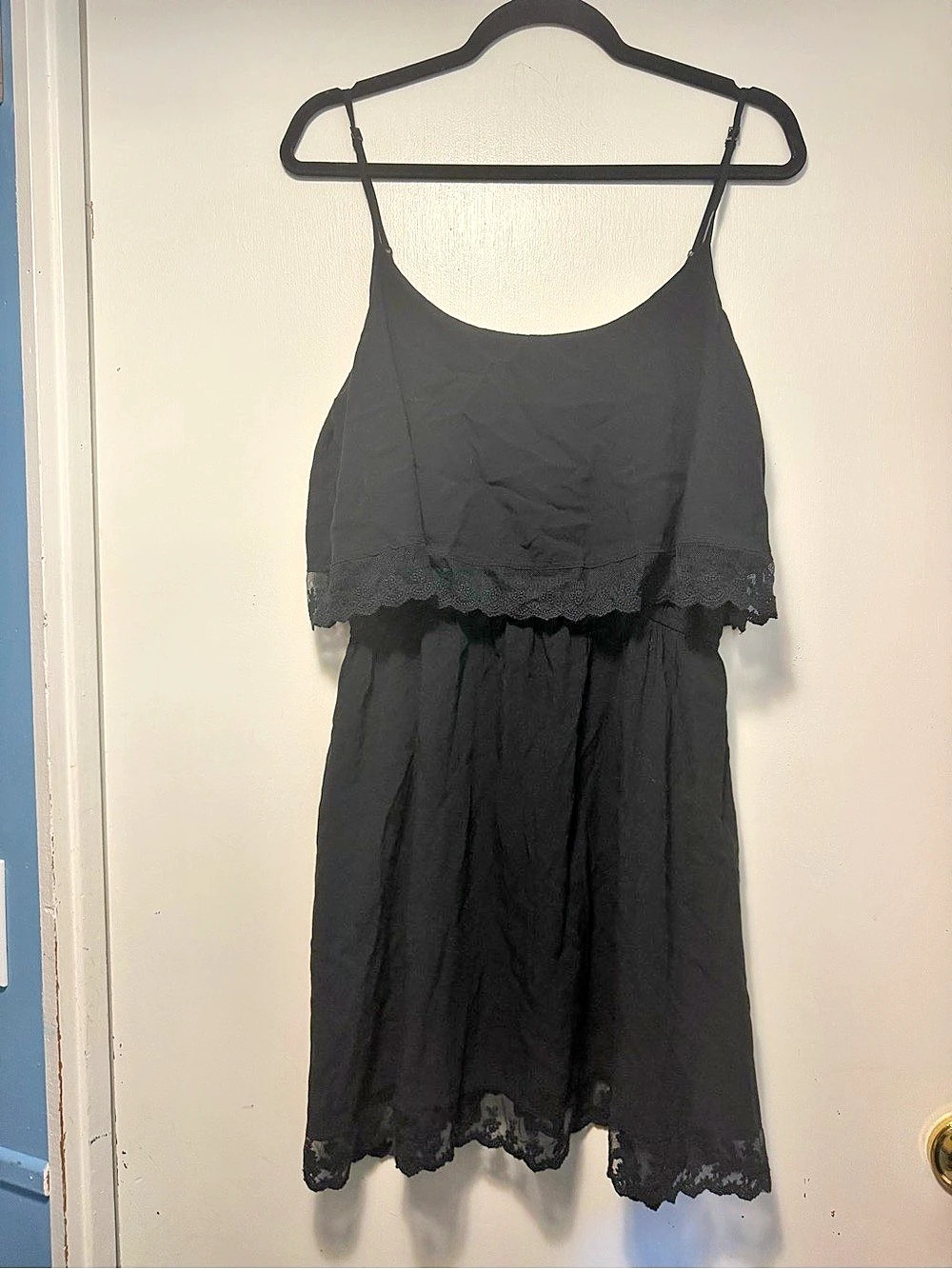 Garage Lace Trim Stunning Mini Dress in Black Size Large